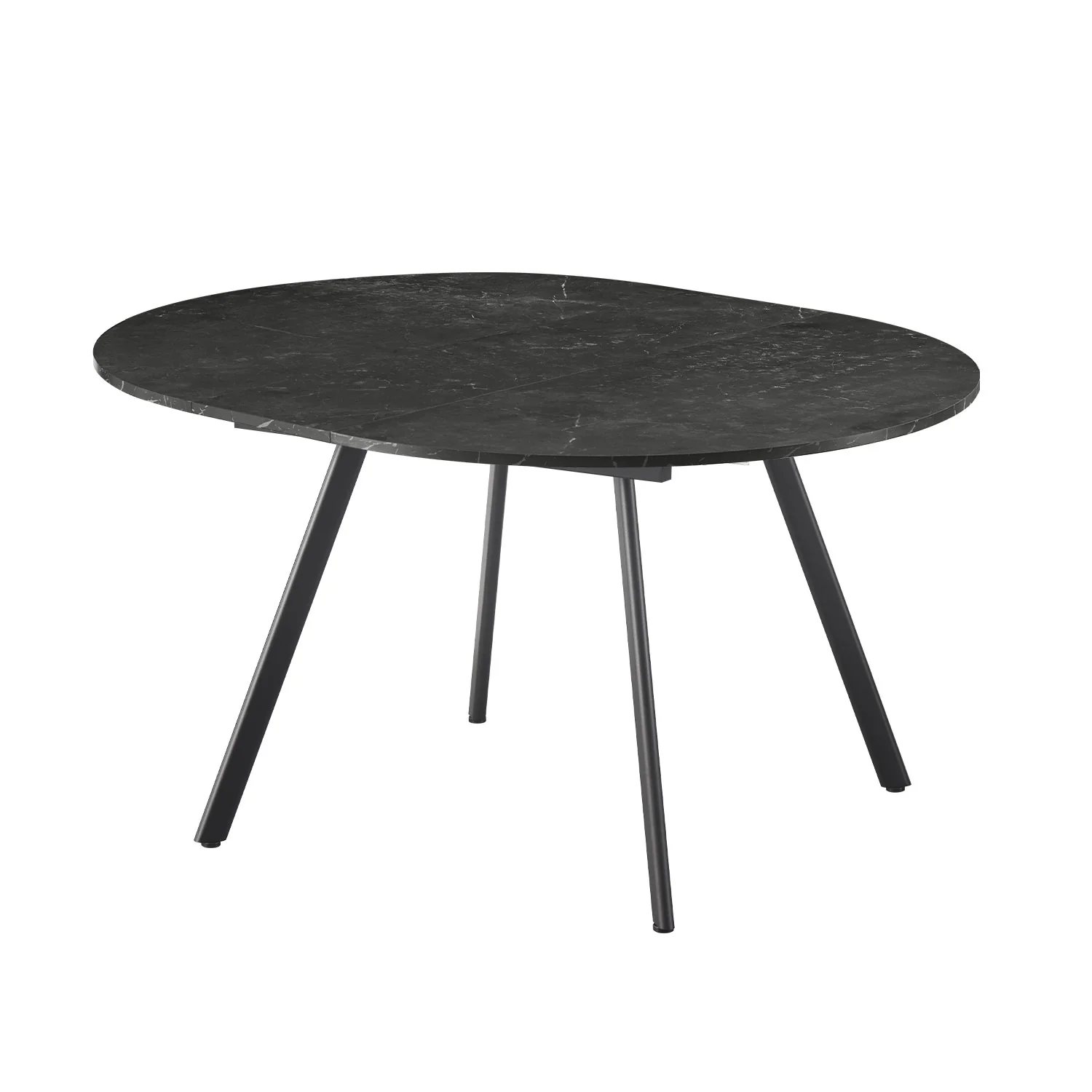 B-Ware Ausziehtisch TILL, Rund, Marmor Schwarz