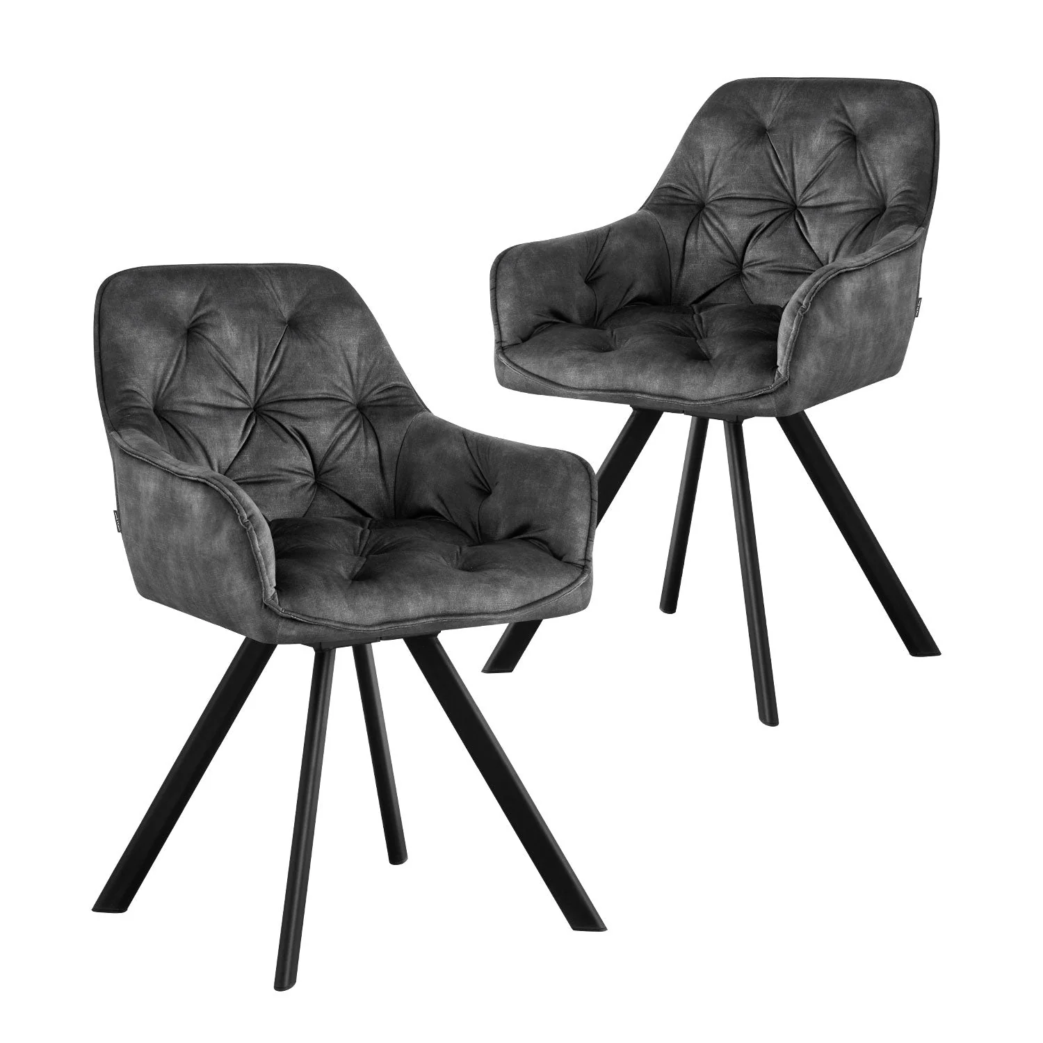 Drehstuhl DIETER 2er Set – Drehbarer Polsterstuhl mit Knopfsteppung & Metallgestell - Image 11