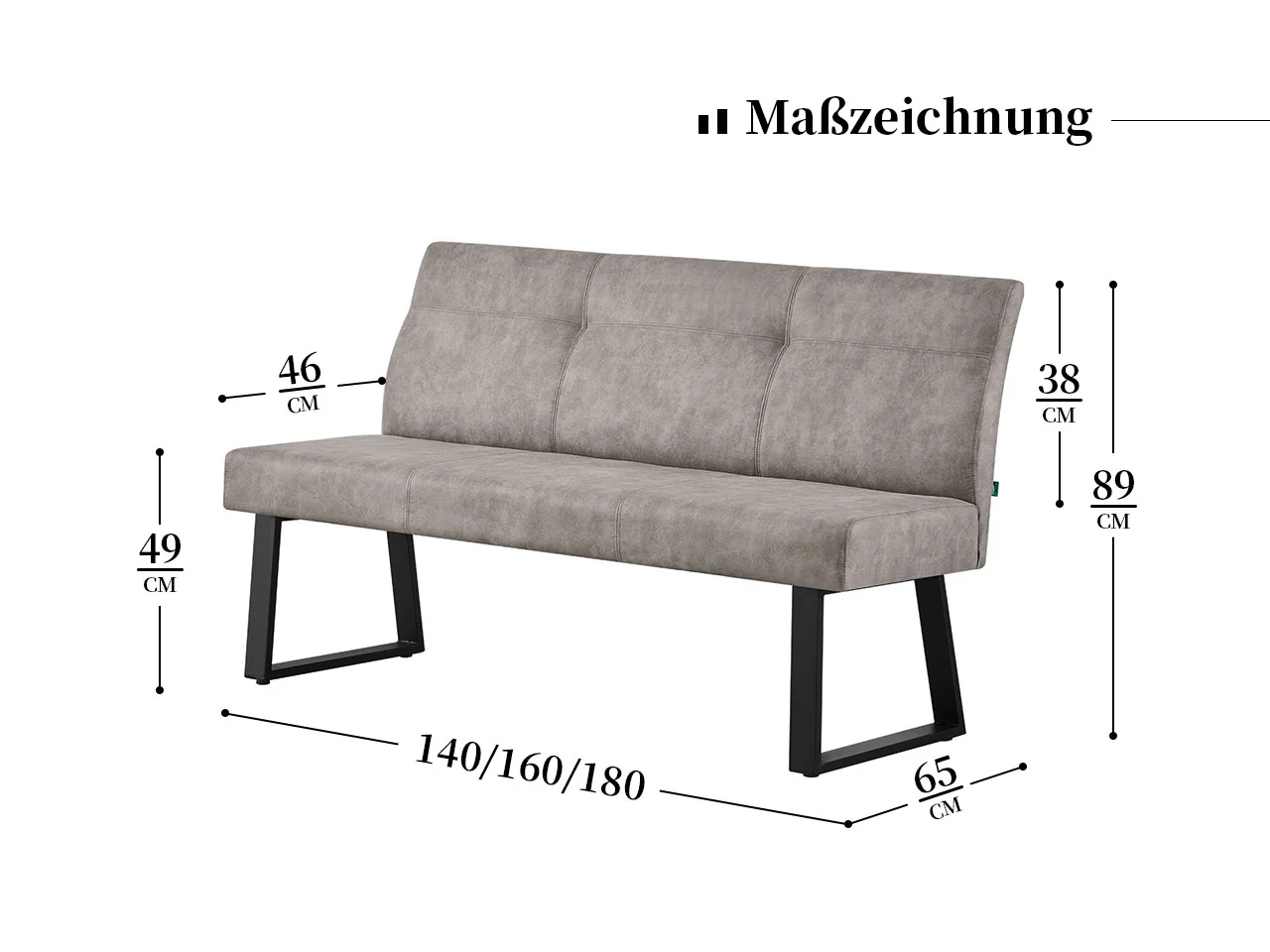 B-Ware Sitzbank EMMA, Grau, 160 cm - Image 5