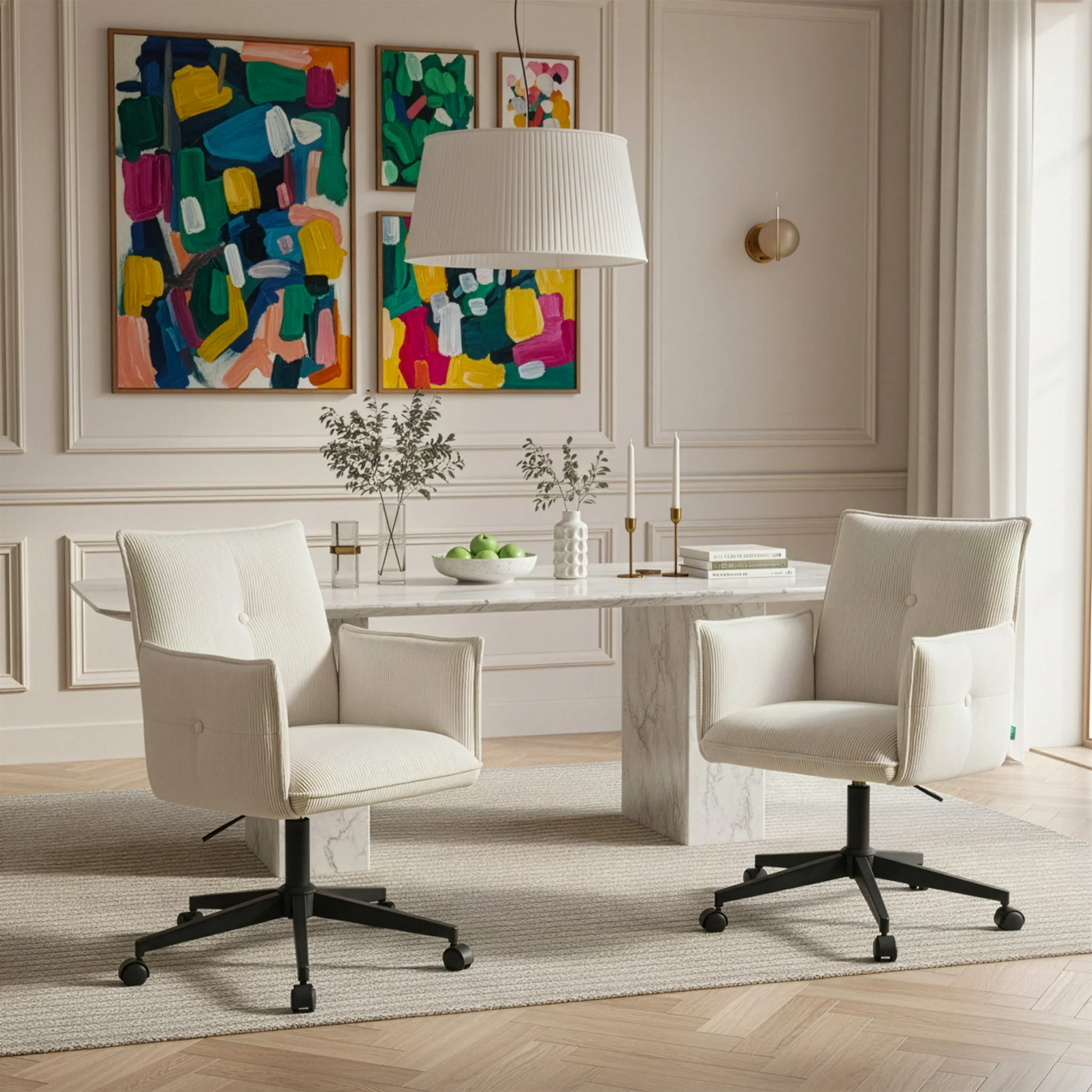 Bürostuhl Mika-Malu 2er-Set – Höhenverstellbar, 360° Drehbar, Matt-Schwarz - Image 2